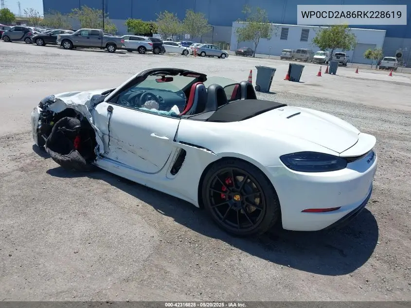2024 Porsche 718 Boxster Gts 4.0 VIN: WP0CD2A86RK228619 Lot: 42316828