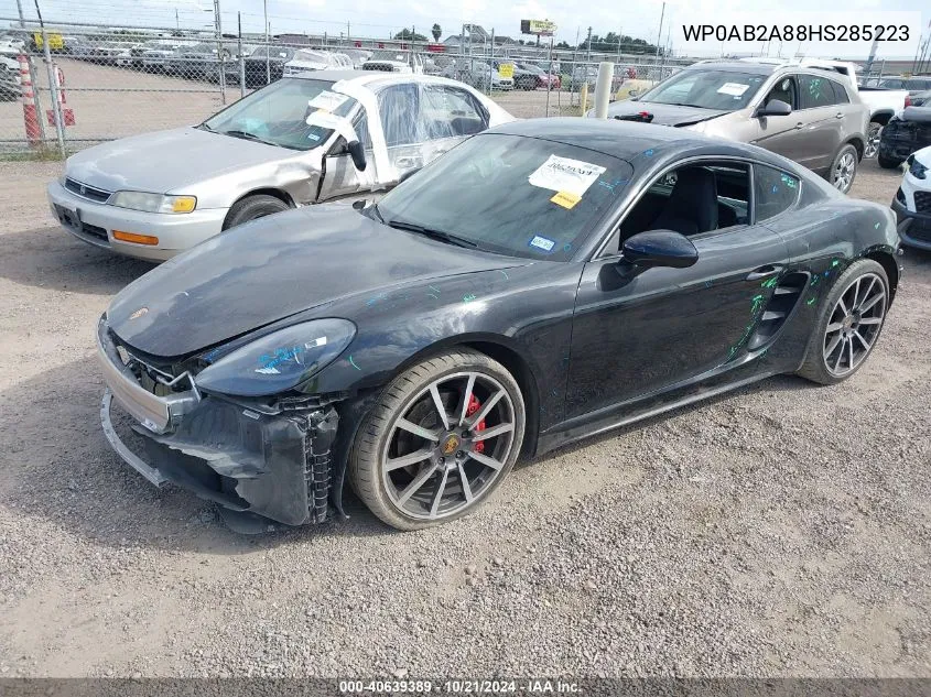 2017 Porsche 718 Cayman S VIN: WP0AB2A88HS285223 Lot: 40639389