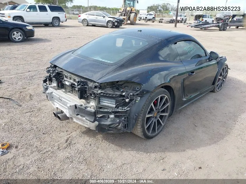 2017 Porsche 718 Cayman S VIN: WP0AB2A88HS285223 Lot: 40639389