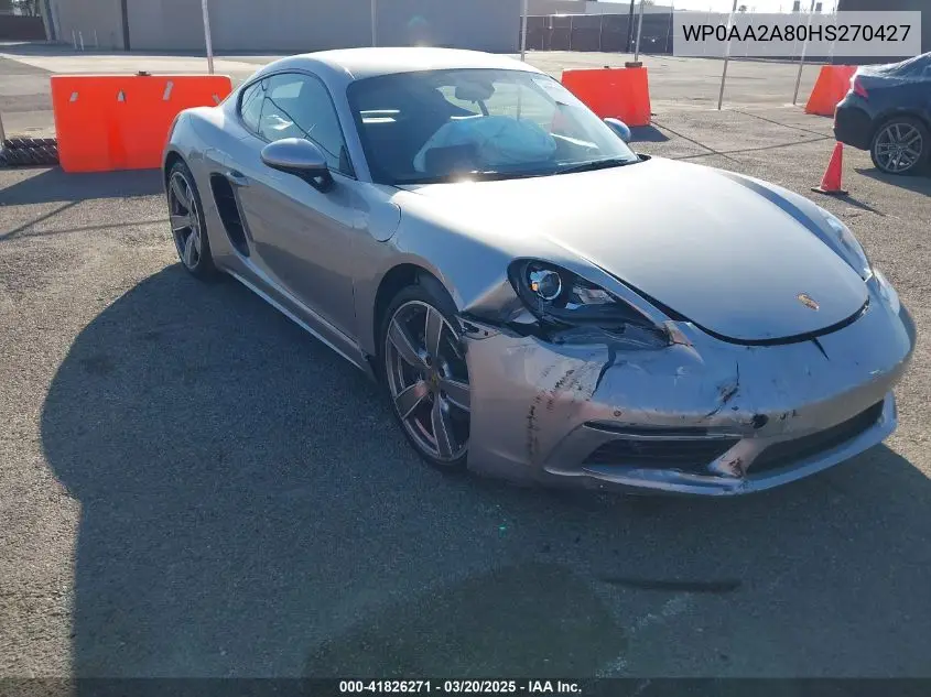 2017 Porsche 718 Cayman VIN: WP0AA2A80HS270427 Lot: 41826271