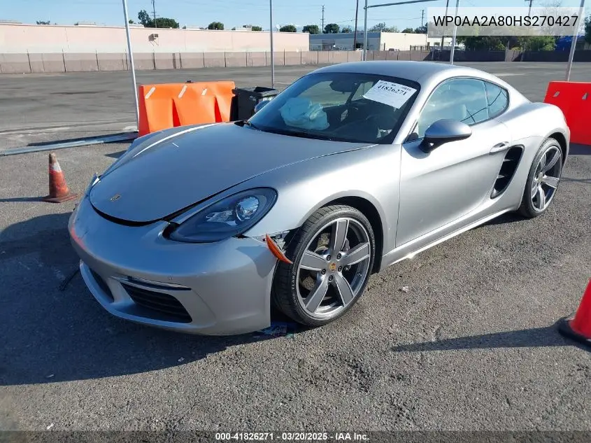 2017 Porsche 718 Cayman VIN: WP0AA2A80HS270427 Lot: 41826271
