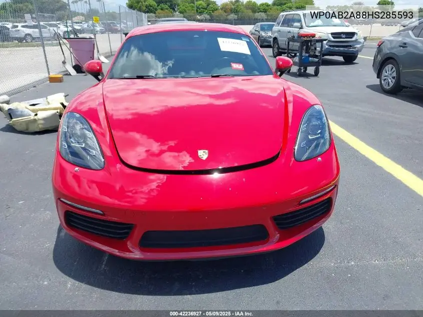 2017 Porsche 718 Cayman S VIN: WP0AB2A88HS285593 Lot: 42236927