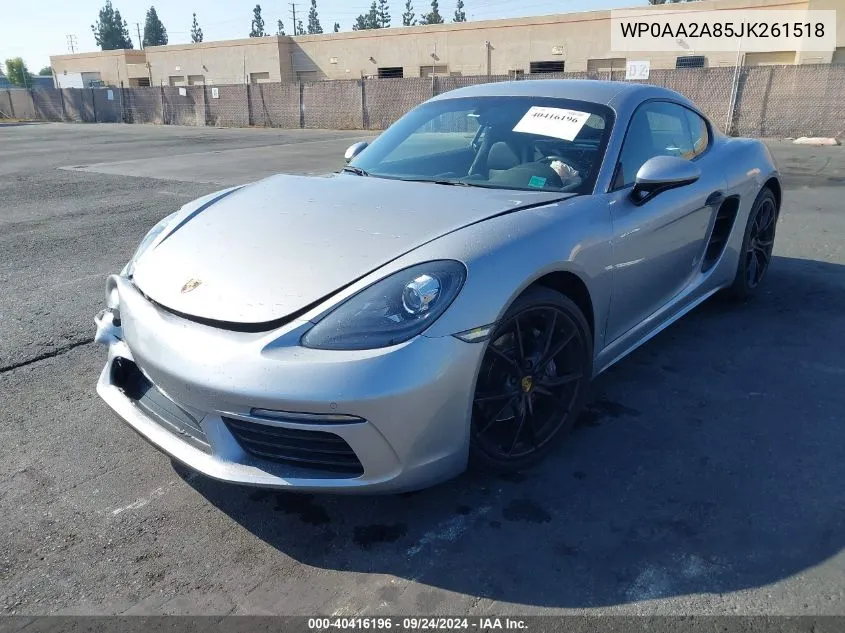 2018 Porsche 718 Cayman VIN: WP0AA2A85JK261518 Lot: 40416196