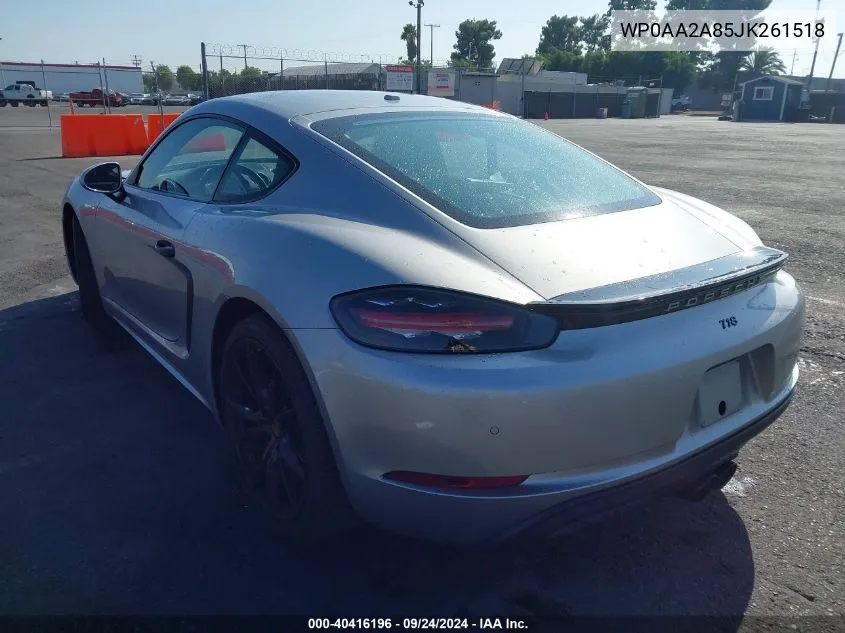 2018 Porsche 718 Cayman VIN: WP0AA2A85JK261518 Lot: 40416196