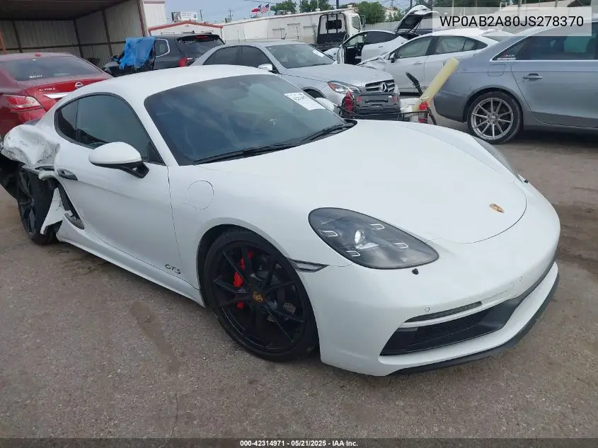 2018 Porsche 718 Cayman Gts VIN: WP0AB2A80JS278370 Lot: 42314971