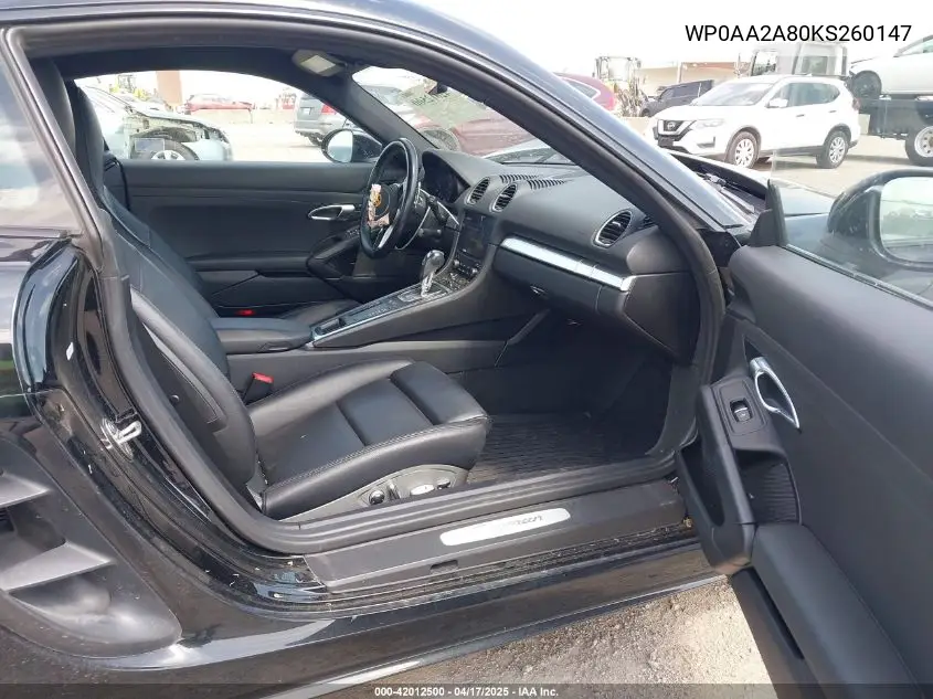 2019 Porsche 718 Cayman VIN: WP0AA2A80KS260147 Lot: 42012500