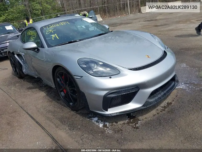 2020 Porsche 718 Cayman Gt4 VIN: WP0AC2A82LK289130 Lot: 42021884