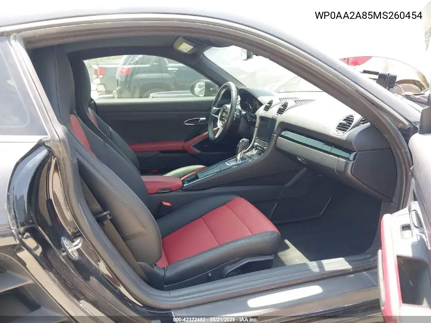 2021 Porsche 718 Cayman T VIN: WP0AA2A85MS260454 Lot: 42322452
