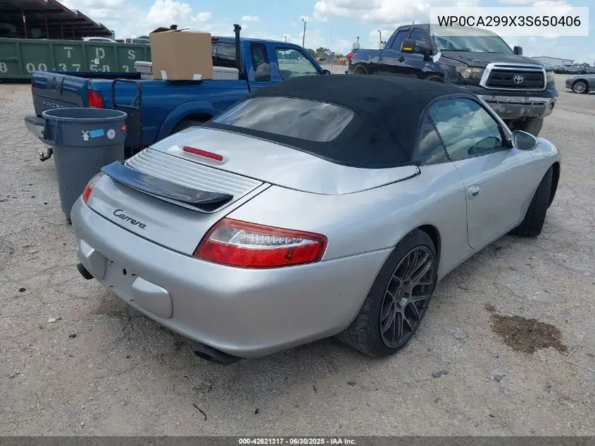 2003 Porsche 911 Carrera Carrera (M6)/Carrera 4 (M6) VIN: WP0CA299X3S650406 Lot: 42621317