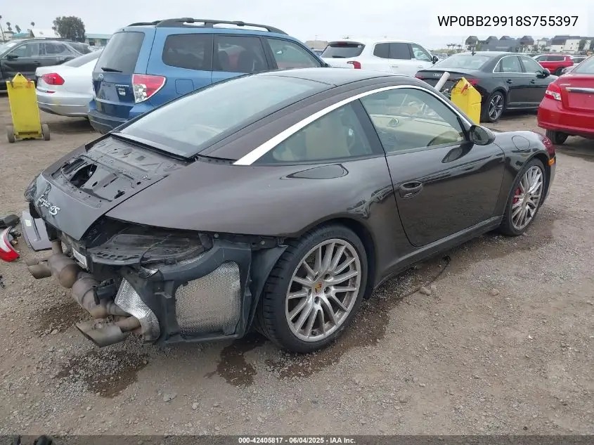 2008 Porsche 911 Targa 4S VIN: WP0BB29918S755397 Lot: 42405817