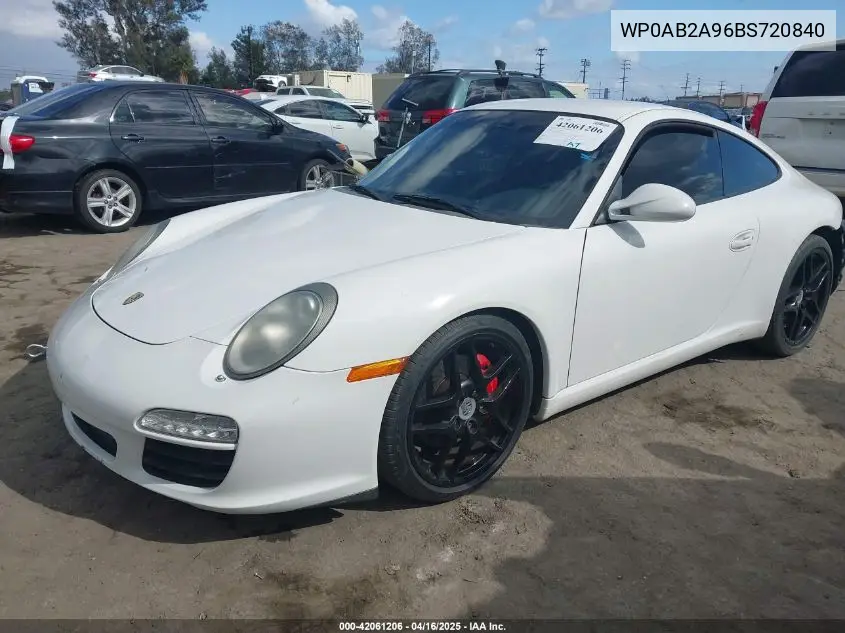 2011 Porsche 911 Carrera S VIN: WP0AB2A96BS720840 Lot: 42061206