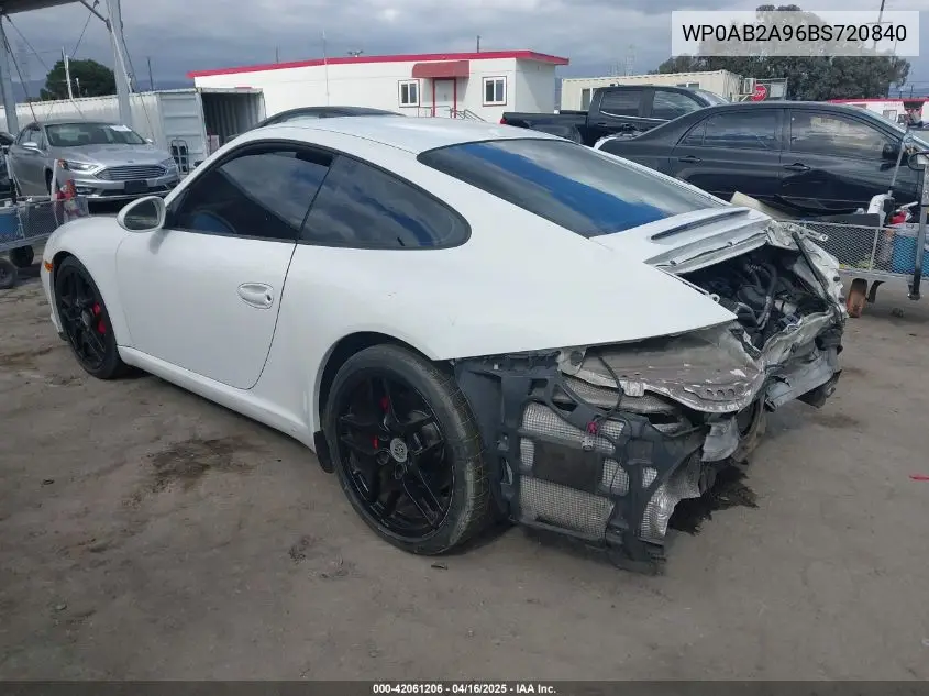 2011 Porsche 911 Carrera S VIN: WP0AB2A96BS720840 Lot: 42061206