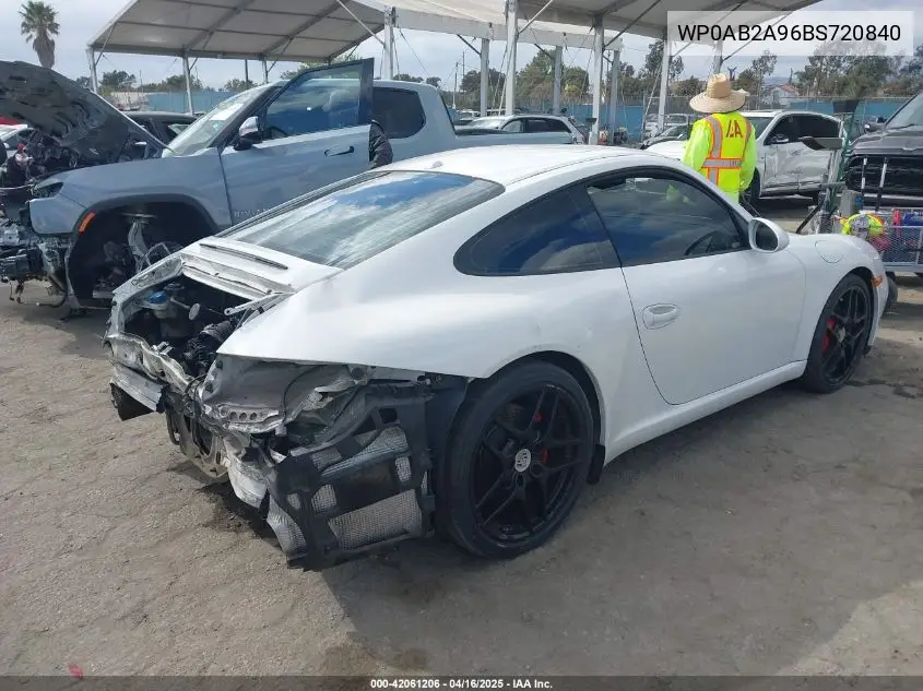 2011 Porsche 911 Carrera S VIN: WP0AB2A96BS720840 Lot: 42061206