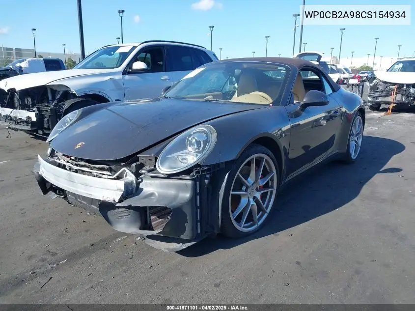 2012 Porsche 911 Carrera S VIN: WP0CB2A98CS154934 Lot: 41871101