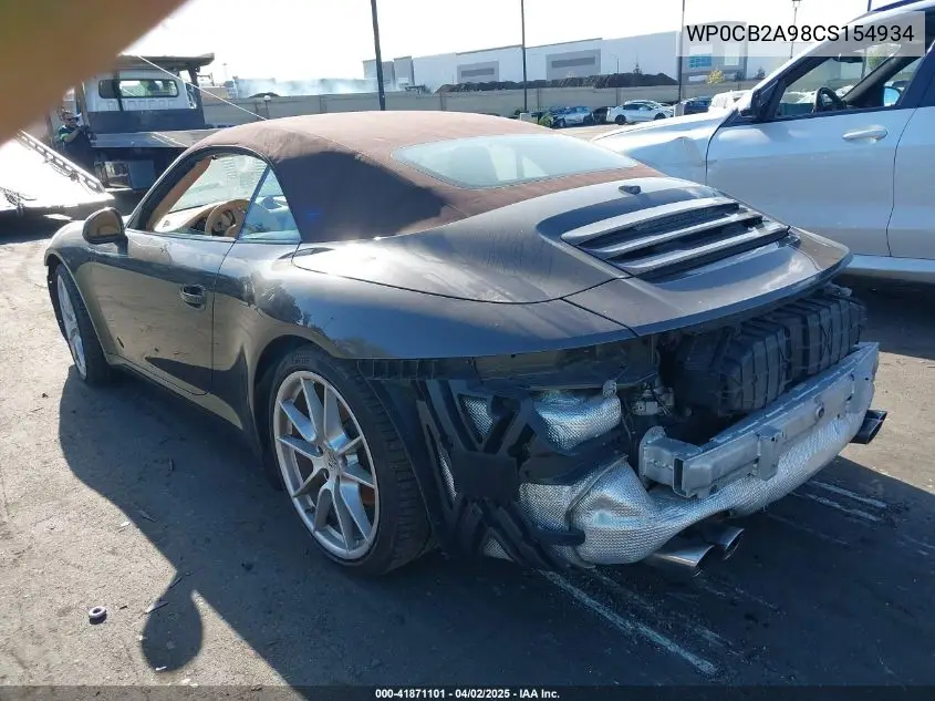 2012 Porsche 911 Carrera S VIN: WP0CB2A98CS154934 Lot: 41871101