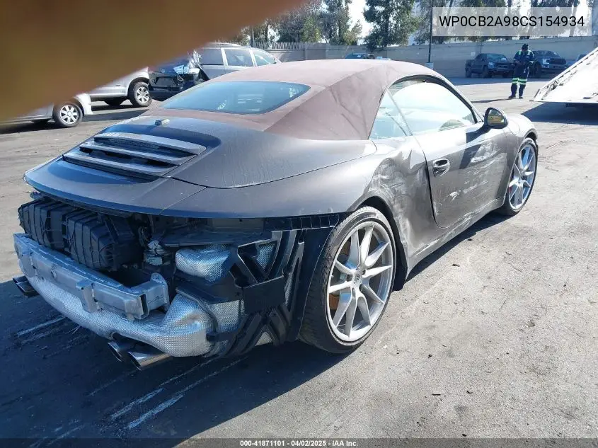2012 Porsche 911 Carrera S VIN: WP0CB2A98CS154934 Lot: 41871101