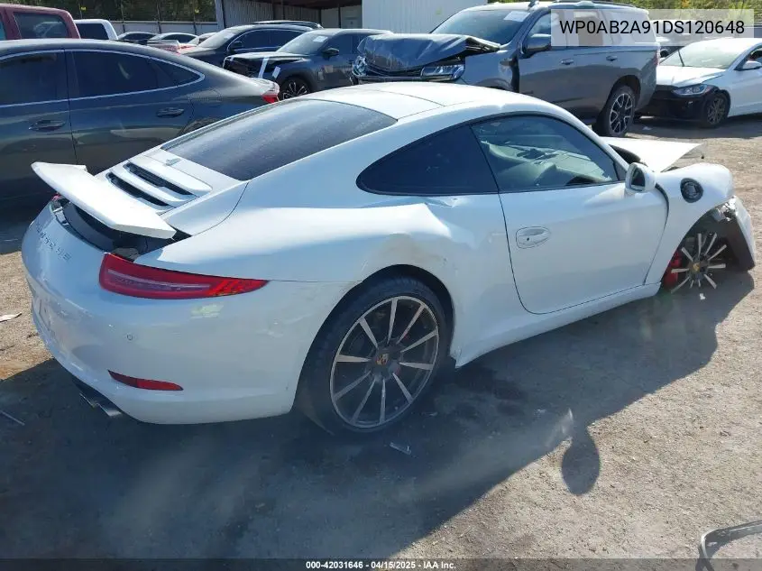 2013 Porsche 911 Carrera S VIN: WP0AB2A91DS120648 Lot: 42031646