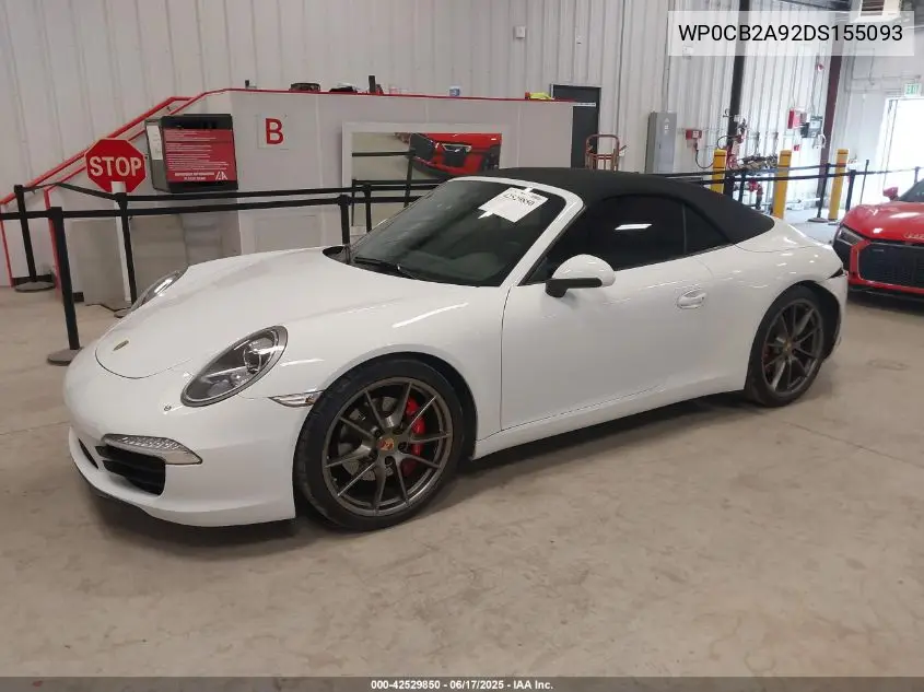 2013 Porsche 911 Carrera S VIN: WP0CB2A92DS155093 Lot: 42529850