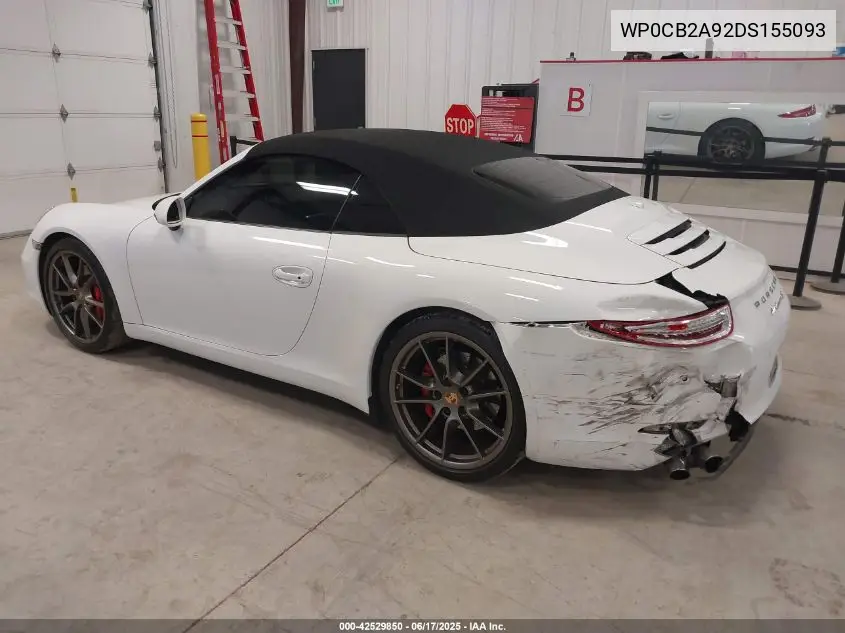 2013 Porsche 911 Carrera S VIN: WP0CB2A92DS155093 Lot: 42529850