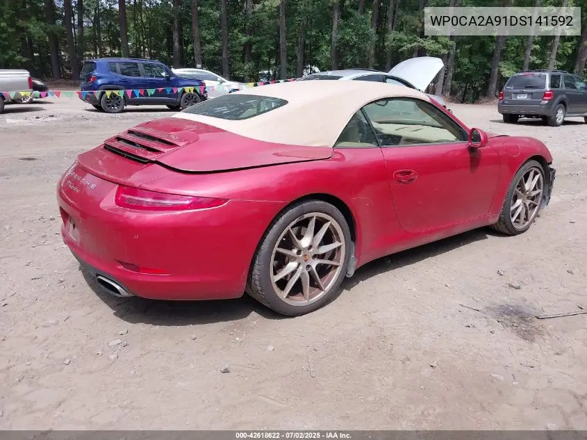 2013 Porsche 911 Carrera VIN: WP0CA2A91DS141592 Lot: 42618622