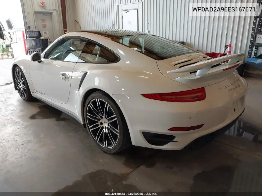 2014 Porsche 911 Turbo/Turbo S VIN: WP0AD2A96ES167671 Lot: 42120684