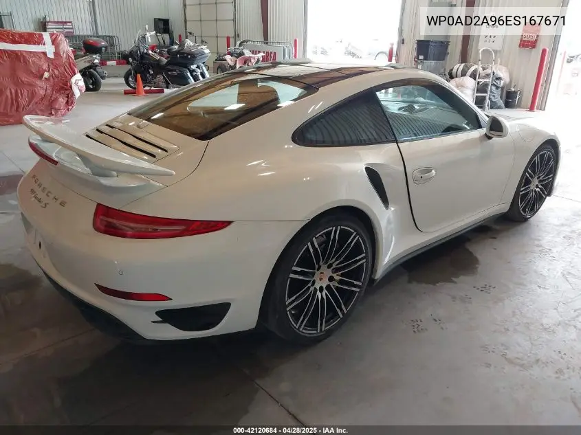 2014 Porsche 911 Turbo/Turbo S VIN: WP0AD2A96ES167671 Lot: 42120684