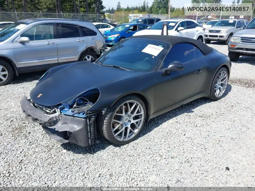 2014 Porsche 911 Carrera VIN: WP0CA2A94ES140857 Lot: 42159010