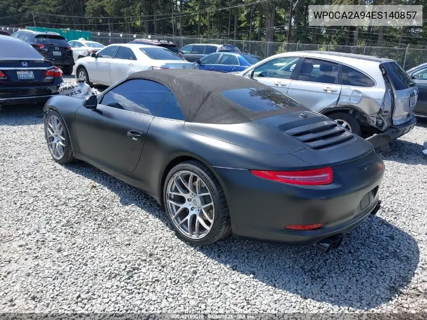 2014 Porsche 911 Carrera VIN: WP0CA2A94ES140857 Lot: 42159010