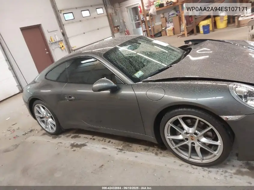 2014 Porsche 911 Carrera VIN: WP0AA2A94ES107171 Lot: 42432084