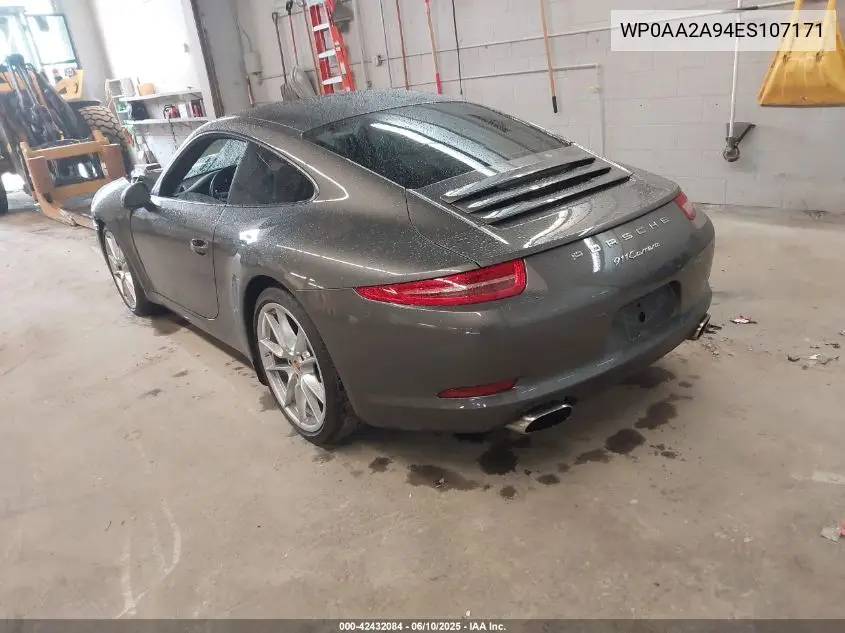 2014 Porsche 911 Carrera VIN: WP0AA2A94ES107171 Lot: 42432084