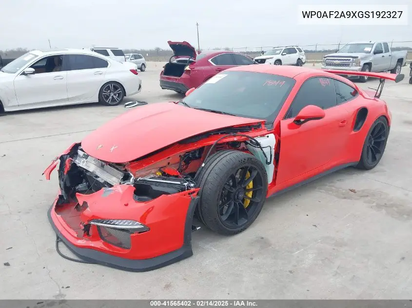 2016 Porsche 911 Gt3 Rs/R VIN: WP0AF2A9XGS192327 Lot: 41565402