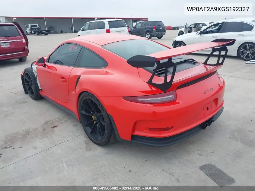 2016 Porsche 911 Gt3 Rs/R VIN: WP0AF2A9XGS192327 Lot: 41565402