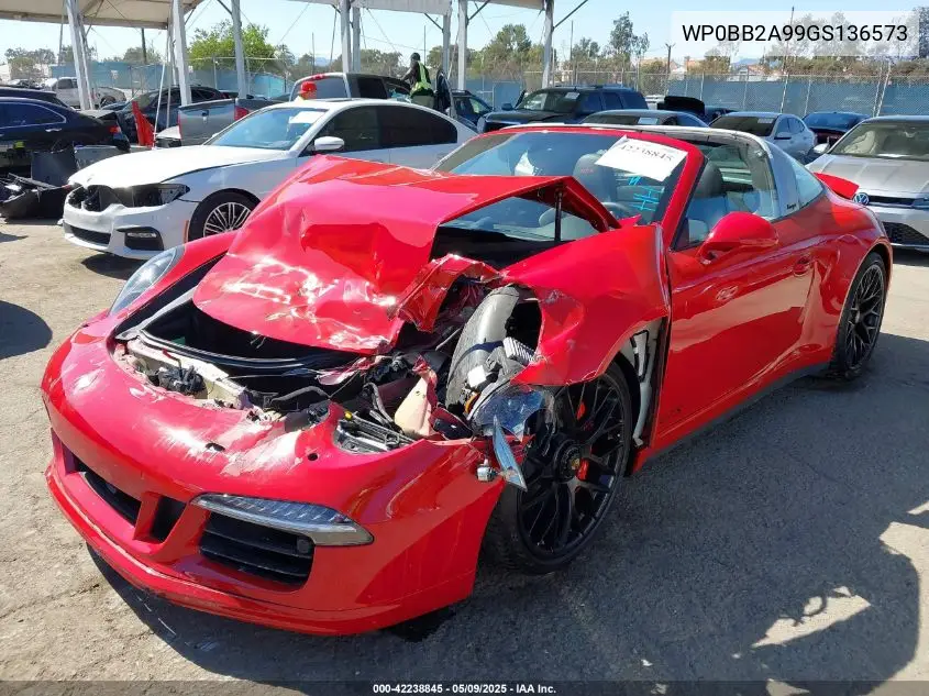 2016 Porsche 911 Targa 4 Gts VIN: WP0BB2A99GS136573 Lot: 42238845