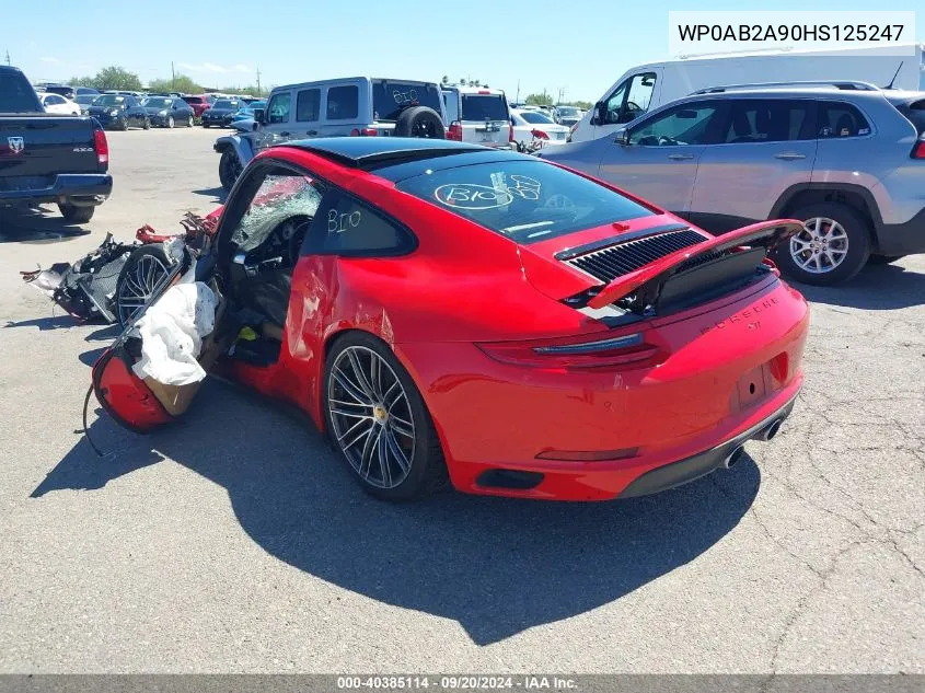 2017 Porsche 911 Carrera 4S VIN: WP0AB2A90HS125247 Lot: 40385114