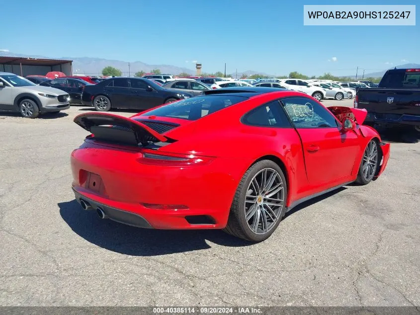 2017 Porsche 911 Carrera 4S VIN: WP0AB2A90HS125247 Lot: 40385114