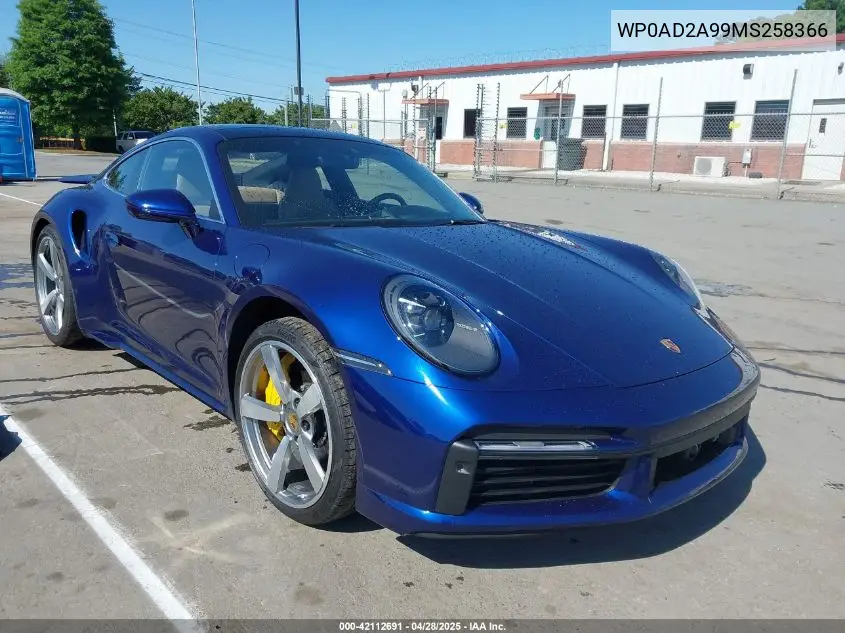 2021 Porsche 911 Turbo VIN: WP0AD2A99MS258366 Lot: 42112691