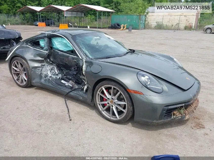 2021 Porsche 911 Carrera 4S/Carrera S VIN: WP0AB2A97MS221855 Lot: 42357482