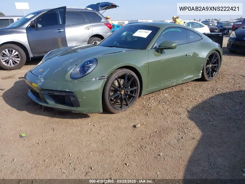 2022 Porsche 911 Carrera 4 Gts/Carrera 4S/Carrera Gts/Carrera S VIN: WP0AB2A9XNS222421 Lot: 41872905