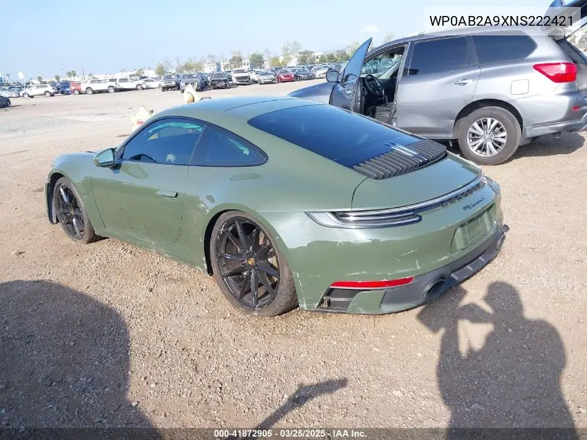 2022 Porsche 911 Carrera 4 Gts/Carrera 4S/Carrera Gts/Carrera S VIN: WP0AB2A9XNS222421 Lot: 41872905
