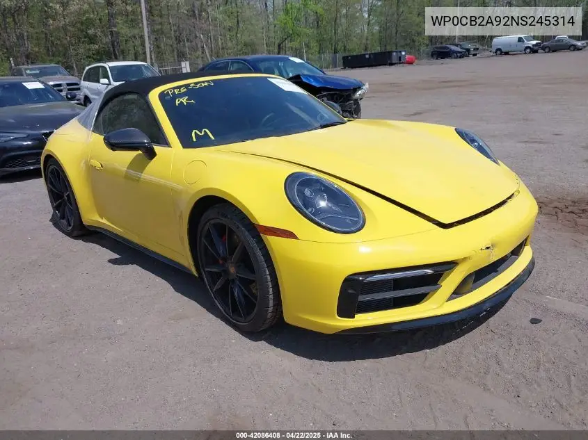 2022 Porsche 911 Carrera 4 Gts /Carrera 4S /Carrera Gts /Carrera S VIN: WP0CB2A92NS245314 Lot: 42086408