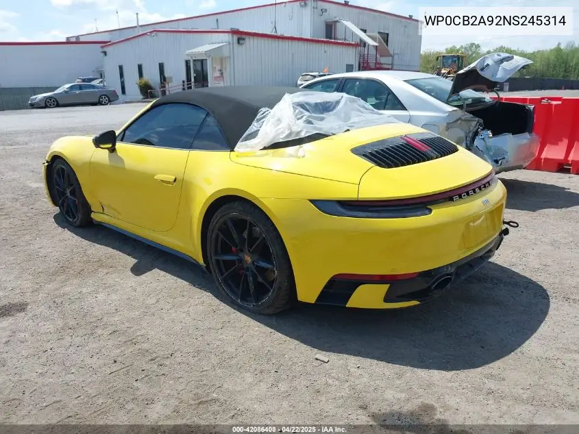 2022 Porsche 911 Carrera 4 Gts /Carrera 4S /Carrera Gts /Carrera S VIN: WP0CB2A92NS245314 Lot: 42086408