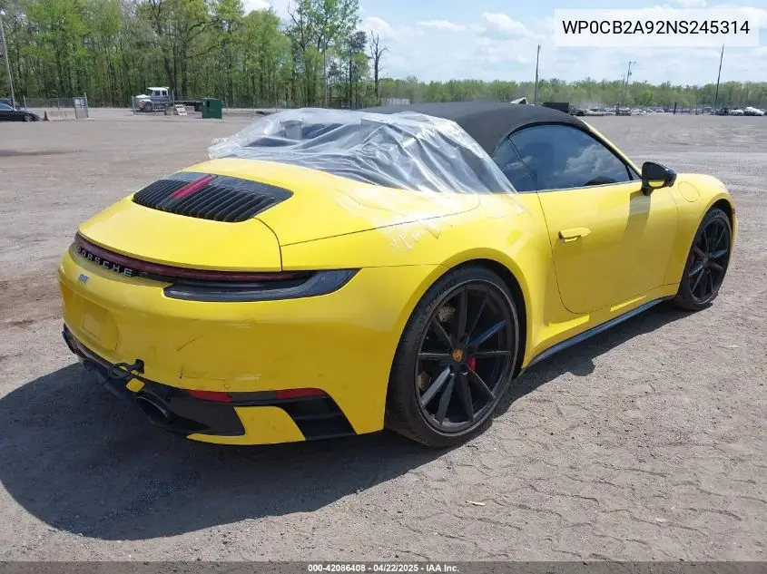 2022 Porsche 911 Carrera 4 Gts /Carrera 4S /Carrera Gts /Carrera S VIN: WP0CB2A92NS245314 Lot: 42086408