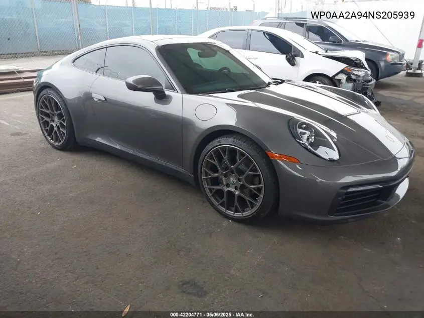 2022 Porsche 911 Carrera/Carrera 4 VIN: WP0AA2A94NS205939 Lot: 42204771