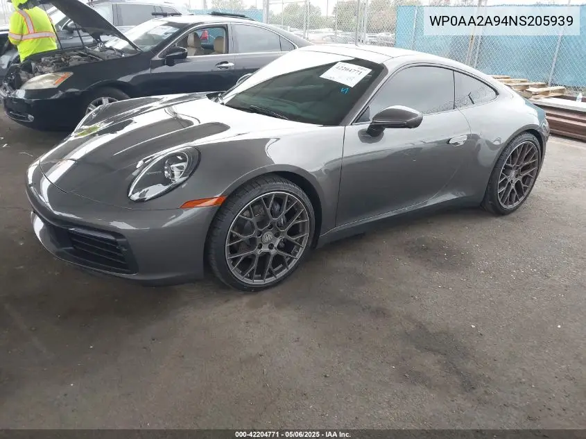 2022 Porsche 911 Carrera/Carrera 4 VIN: WP0AA2A94NS205939 Lot: 42204771