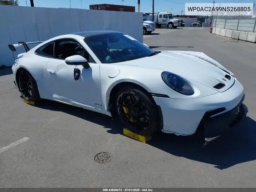 2022 Porsche 911 Gt3 VIN: WP0AC2A99NS268805 Lot: 42640472