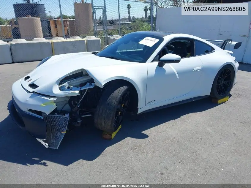 2022 Porsche 911 Gt3 VIN: WP0AC2A99NS268805 Lot: 42640472