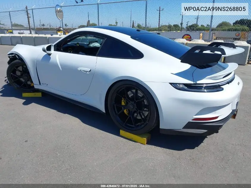 2022 Porsche 911 Gt3 VIN: WP0AC2A99NS268805 Lot: 42640472