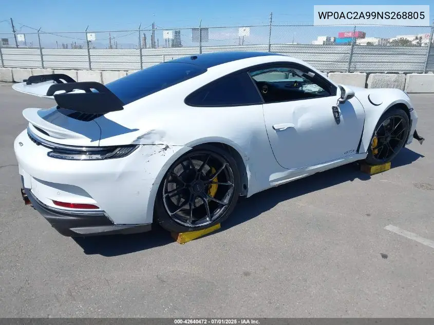 2022 Porsche 911 Gt3 VIN: WP0AC2A99NS268805 Lot: 42640472