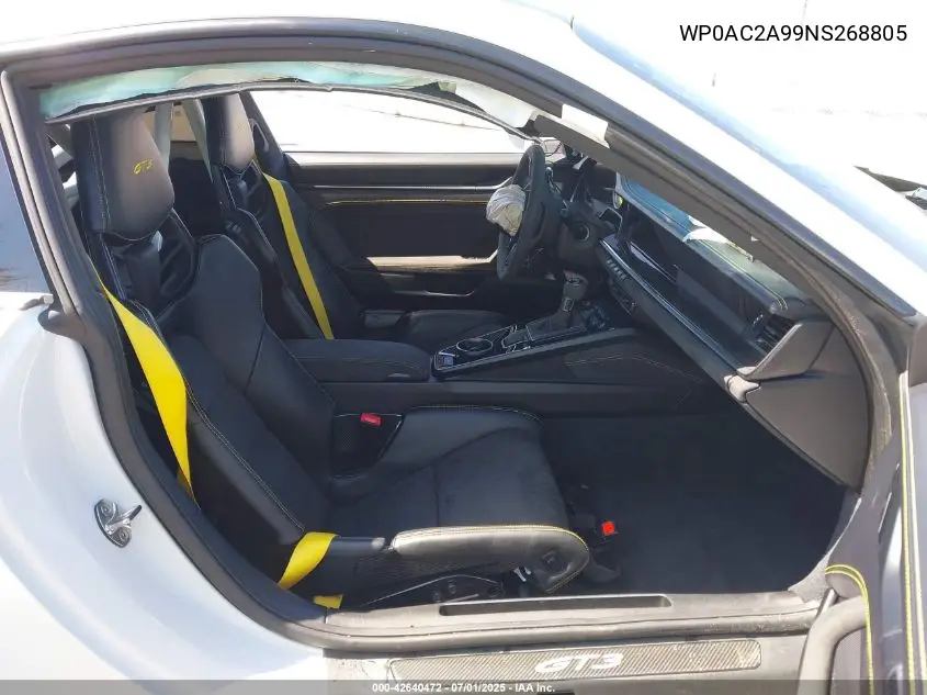 2022 Porsche 911 Gt3 VIN: WP0AC2A99NS268805 Lot: 42640472