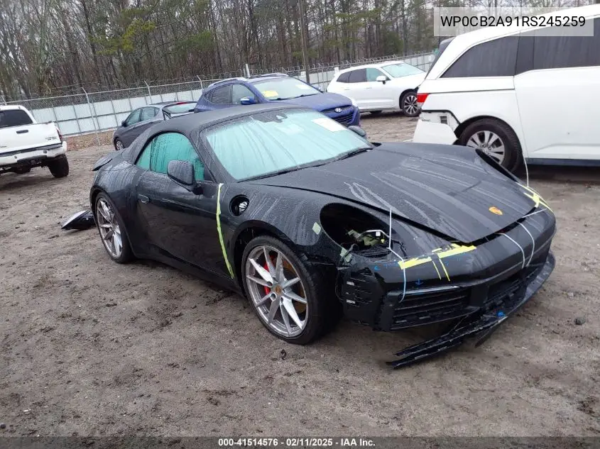 2024 Porsche 911 Carrera 4 /Carrera 4 Gts /Carrera 4S/Carrera Gts /Carrera S VIN: WP0CB2A91RS245259 Lot: 41514576